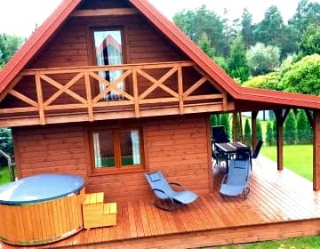 Mazury - domki Wzgórza Dybowskie całoroczne- bania z jacuzzi , sauna