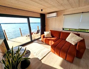 Domki na wodzie, Apartamenty, Houseboat, Jezioro Bukowo, Mierzeja "Natura Dąbkowice 5G"