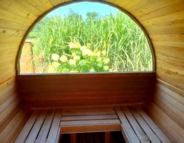 Domek drewniany na wyłączność z balią i sauna 