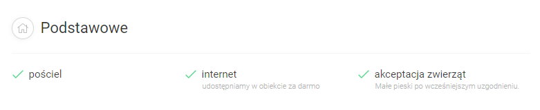 Opis udogodnień