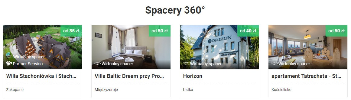 Spacery na stronie głównej