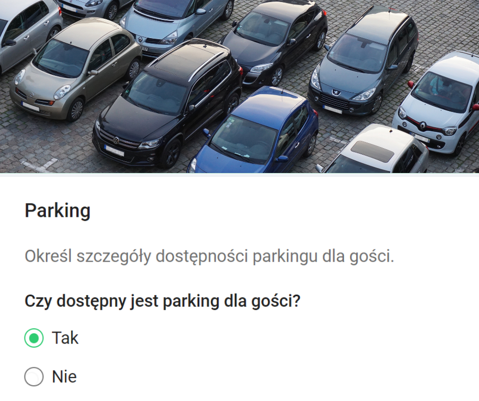 parking - Nocleg z parkingiem dla gości - prezentacja w ofercie
